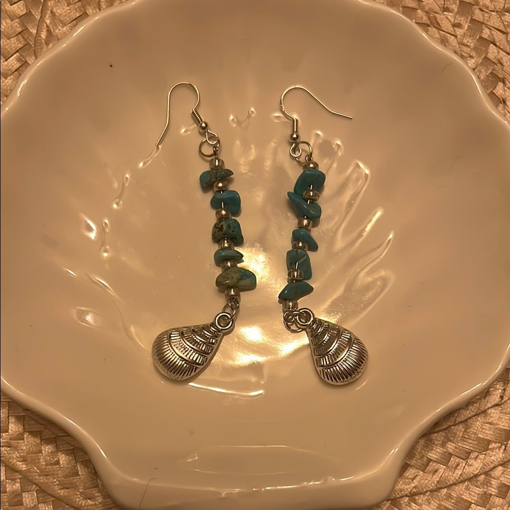 Elegant Silver and Blue Drop Earrings